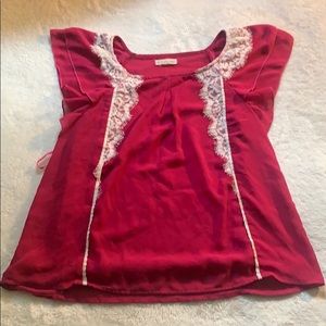 Woman’s Medium Dark Pink/White short sleeve shirt